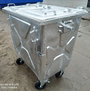 Pojemnik 770L metalowy ocynk. pokrywa płaska  EN 840-2